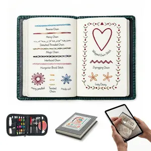 majusaccessory Premium Embroidery Stitch Sampler Book - Learn 12 Essential Hand Embroidery Techniques with Clear, Step-by-Step Visual Guide for Beginners & Craft Enthusiasts