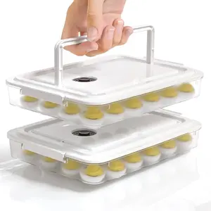 Deviled Egg Containers with Lid, (Set of 2), Plastic Deviled Egg Carrier with Handle for 48 Eggs, Clear Storage Devil Egg Platter Fridge Portable Egg