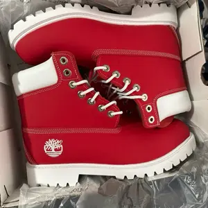 Timberland Red and White Classic 6-Inch Waterproof Boots for Men & Women