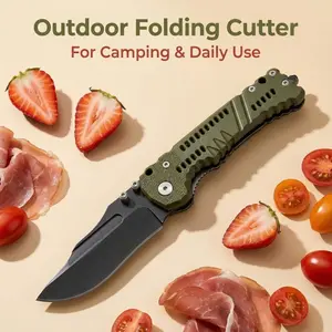 Portable Foldable Cutting Tool 5Cr15MoV Stainless Steel Fiber Structure Non-Slip Grip Lightweight 200g for Outdoor Camping Daily Use with Back Clip Design
