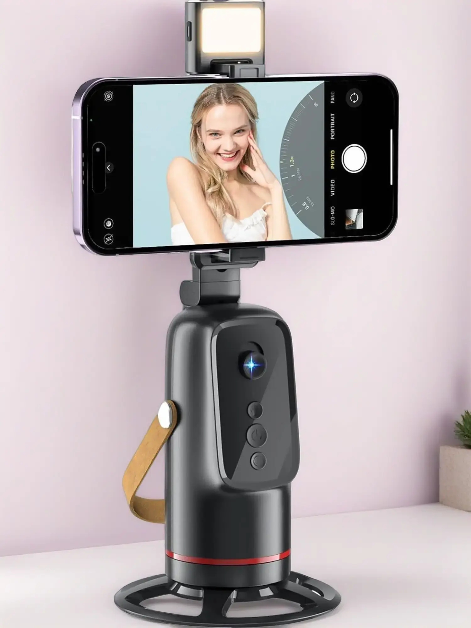Auto Tracking Phone Holder, Auto Face Tracking Tripod, Portable All-in-one Smart Selfie Stick 360 Rotation Fast Face & Object Tracking Cameraman Robot Mount for Phone Video Vlog Live Streaming(Black)