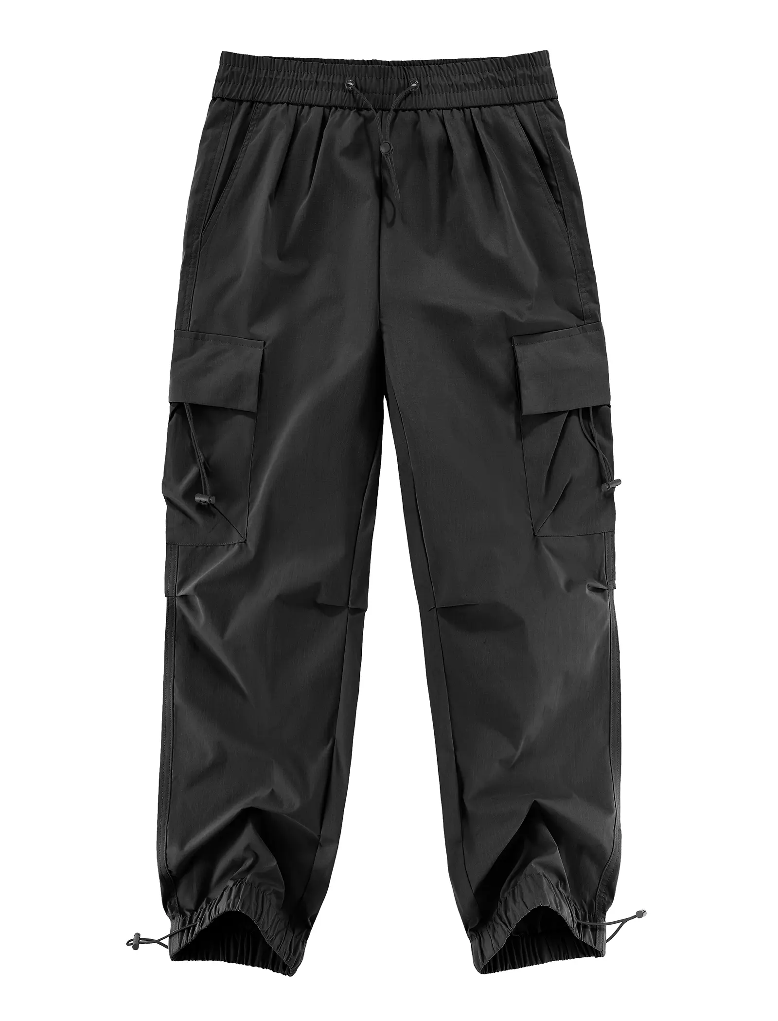 APTRO Cargo Pants for Men, Chic Baggy Parachute Trousers in Water-Resistant Menswear Fabric with Multi-Pocket Design and Adjustable Hem, Sun, Tapered. OOTD