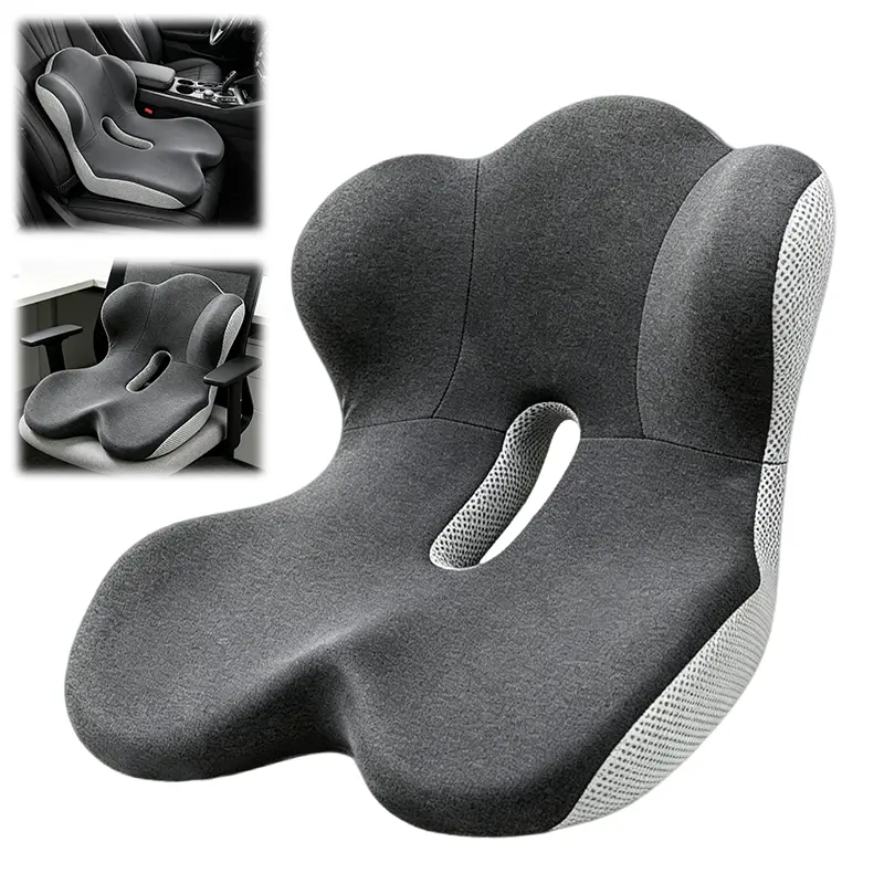 Father’s Day Gift for Dad-Non-Slip Memory Foam Seat Skin-Friendly Extended Zipper Easy Remove Wash Back Support Cushion Home & Outdoor & Car & Office,Sciatica Relief for Long Drives