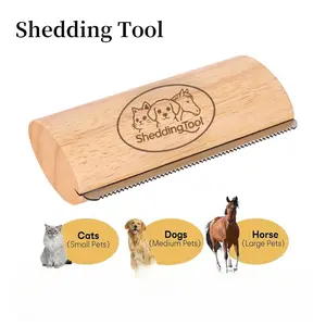 Cat Brush for Shedding & Grooming, Wooden Handle with Detachable Design, Stainless Steel Pet Grooming Comb, 12.7*1.38 Inches Fur Removal Tool for Cats and Dogs, Grooming Tools, Deshedding Tool, Groomer Tools