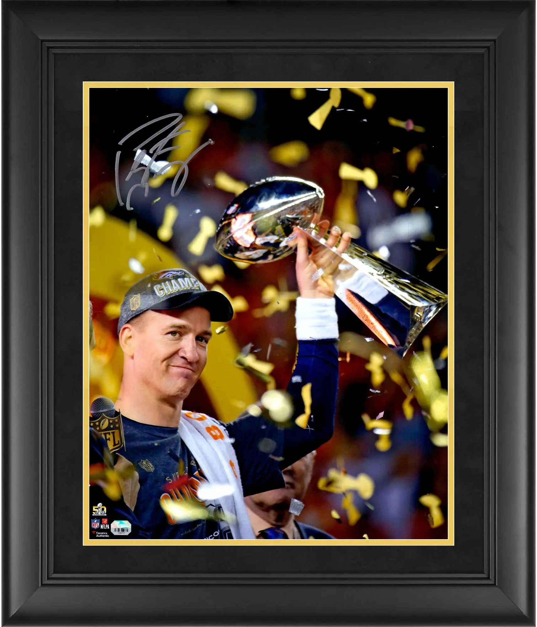 Peyton Manning Denver Broncos Framed Autographed 16" x 20" Super Bowl 50 Champions Celebration Photograph - Fanatics Authentic Certified