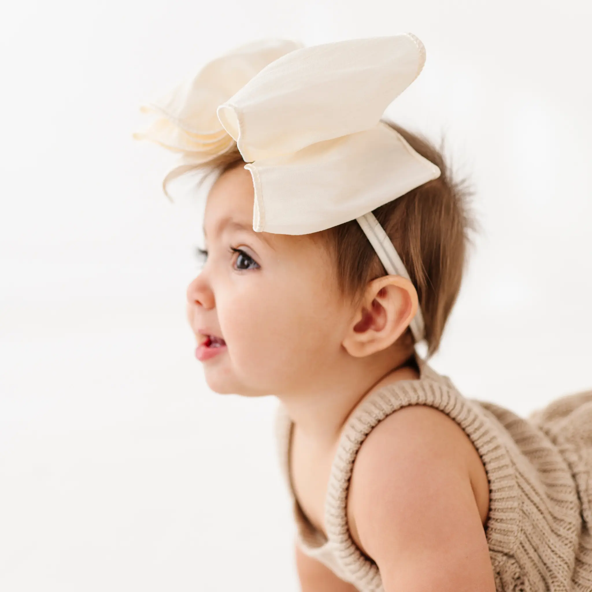 Baby Bling Classic Bow Skinny thin soft nylon headband with big bow