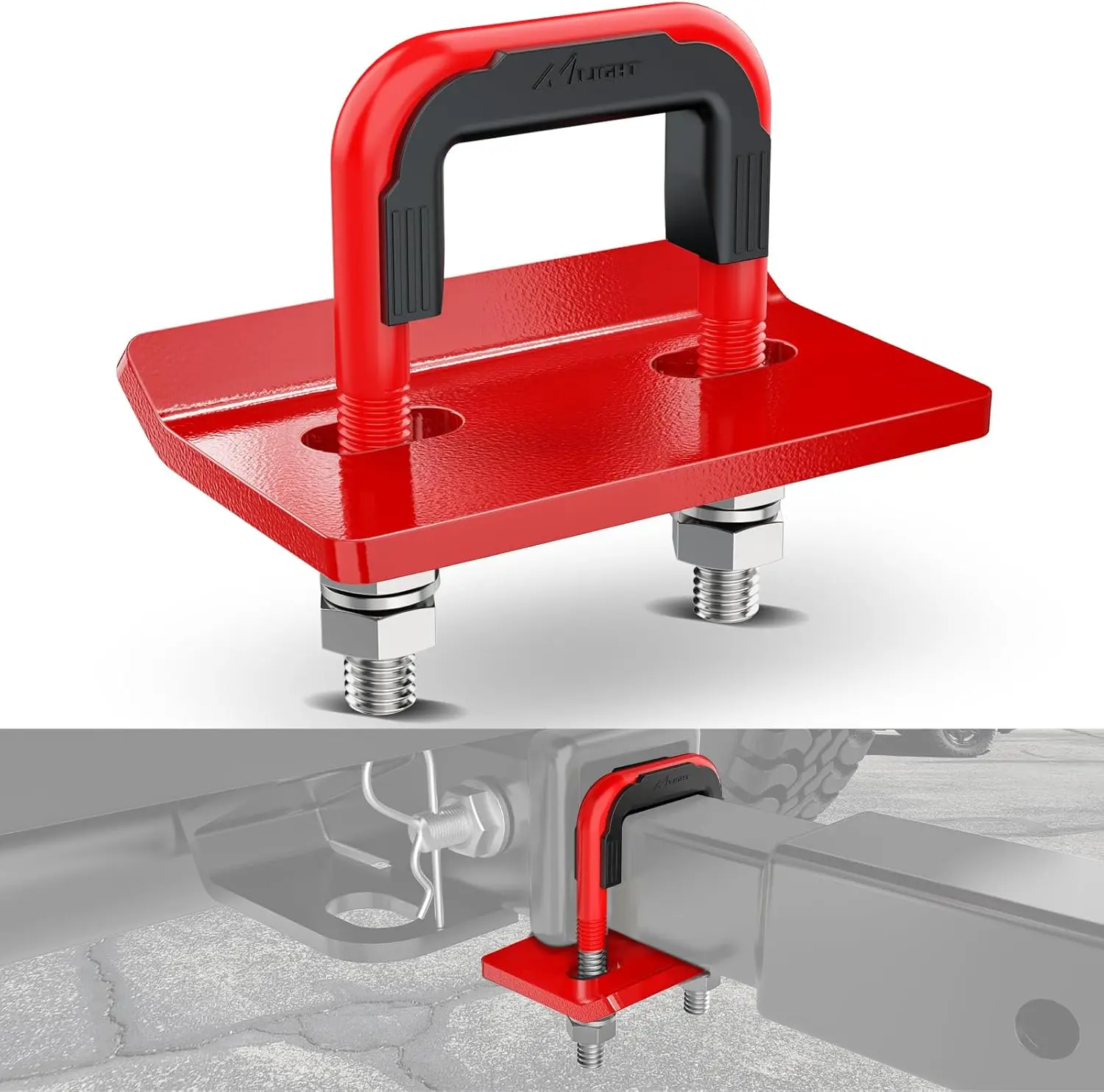 Nilight 2-In Trailer Hitch Tightener for Trucks, Heavy-Duty Steel Anti-Rattle Mount, Rubber Cover Protection, Electroplated Glossy Finish U-Bolt, Rust-Resistant Electrophoresis Triple Plate, Easy Install Truck Accessories for Trailer Ball Mounts