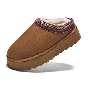 Women's Slippers Platform Mini Boots Short Ankle Boot Fleece Lined Sneakers House slippers Slip-On Boot For Outdoor