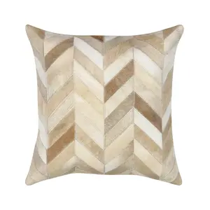 Brown Chevron Cowhide Throw Pillow