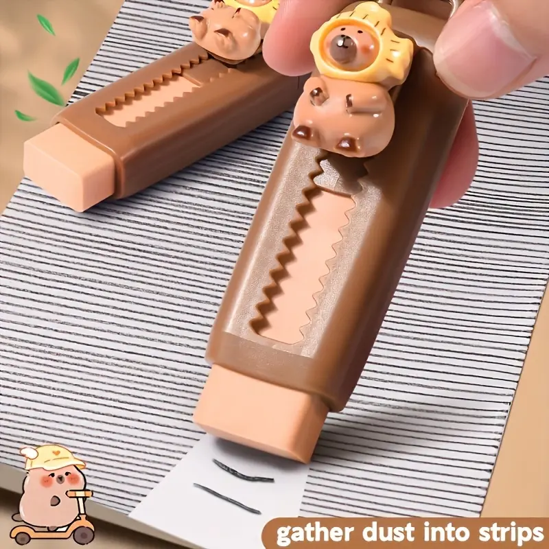 Cute Capybara Eraser with Fashion Glasses and Hat, High Quality Durable Rectangular Eraser for Adult Drawing Supplies, Random Color, Art Supplies