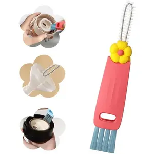 3 in 1 Cup Lid Cleaning Brush, 2024 New Portable Crevice Cleaning Brush Set for Baby Bottle Gap Tight Spaces Cup, Rotatable Cup Lid Cleaner Cup Mouth Scrubber