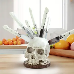 Kitchen Skull Knife Holder, Skeleton Tool Storage Rack, Horror Style Kitchen Decor Statue, Party Use Storage Shelf, Unique Home Decoration, Halloween, Kitchenware