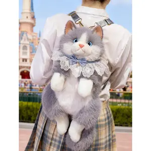 Realistic Simulated Cat  Plush Backpack, Cute Fluffy Kitty Shoulder Bag with Storage, Adorable Gift for Girls & Animal Lovers