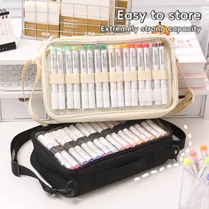 Boys and Girls Large Capacity Portable Pencil Bags for Minimalist Multi-card Slots Layered Large Capacity Design Style Beauty Brush Eye Shadow Palette Mark Pen Stationery Makeup Bag