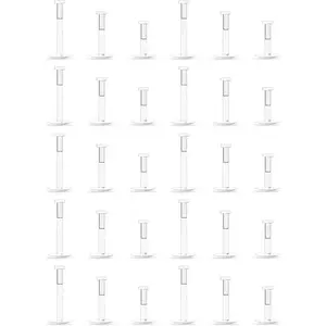 30PCS 16G Clear Push Top Piercing Retainers 2mm Flat & Ball Top Bioflex Lip Rings Labret Retainer for Women Men 6-10mm Bar Length