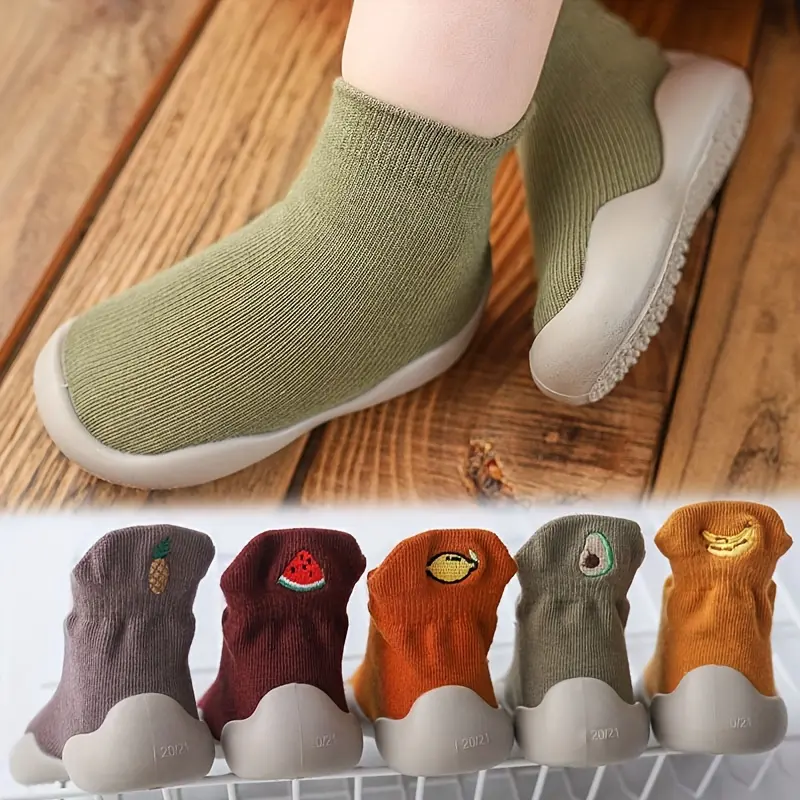 First Walkers Non-Slip Slip-On Baby Walking Shoes - Breathable All-Season Sock Boots with Rubber Sole, Cushioned  Insole & for hhard (for indoor/Outdoor Use) - Easy On/Off Learning to Walk Shoes for Boys