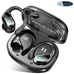 RythmWave BX-27 Wireless Earbud, 75Hrs Bluetooth 5.3 Headphones IP7 Waterproof for Sport, Running Wireless Earphones with ENC Noise Cancelling Mics, Deep Bass Over Ear bud with Earhooks for Android, iOS, Workout, Gym