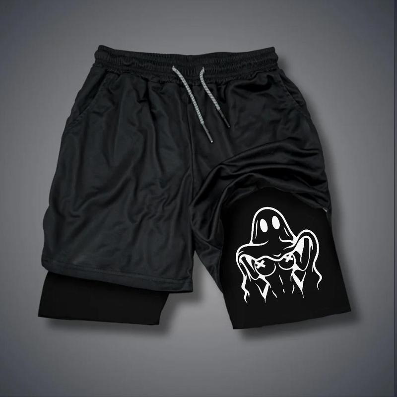 80s 90s summer men jorts outfit men graphic shorts Double-layer sports shorts Comfortable summer