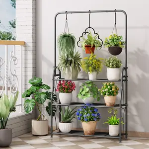 3 Tier Metal  Plant Stand Indoor Outdoor Tall Corner Hanging Plant Shelf Flower Stands Ladder Plant Holder  Plants Organiser Rack Installation Paint Home