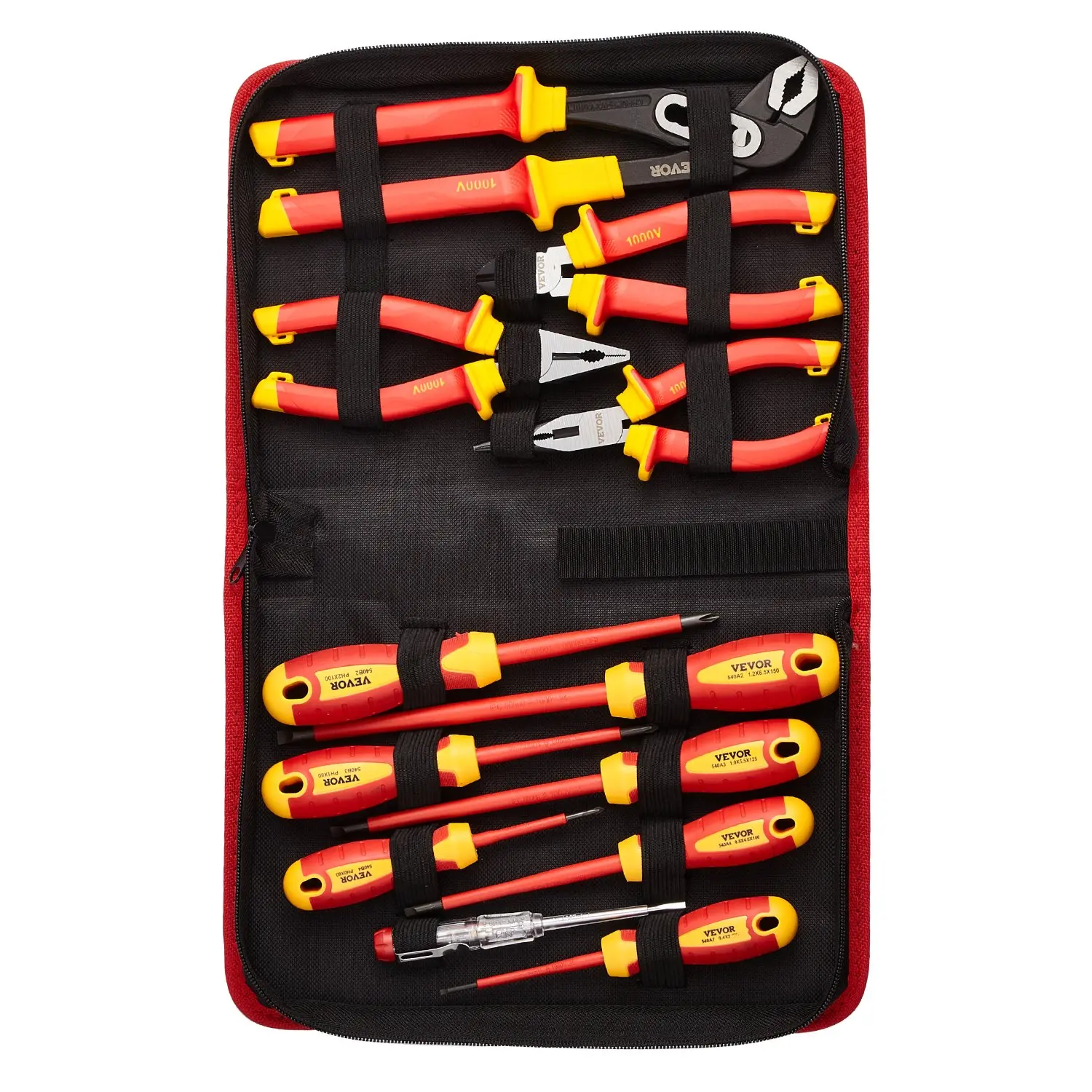 VEVOR Insulated Screwdriver Set, 12-Piece Professional Electrical Screwdriver Set, 1000V Insulated Electrician Tool Set, Insulated Pliers
