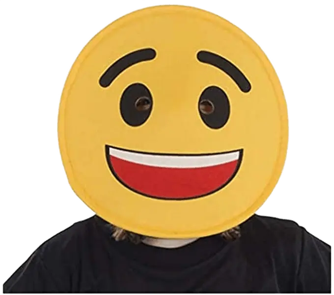 Smiling Face Emoji Mask For Adults - Breathable Full Head Costume Mask with Velcro Closure - Funny Costume Accessory for Halloween,  Birthdays, & Theme Party