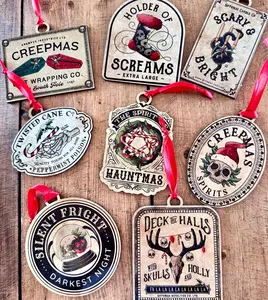 Creepmas Dark Christmas Tree Ornaments, Gothic, Spooky Christmas Decor, Stocking Tags, Yule Ornaments, Christmas Nightmare, Skull Ornament
