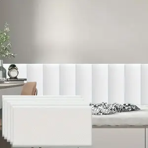 5-Piece Thickened Bed Headboard Tatami Border Self Adhesive Wallpaper, Peel and Stick Wallpaper Designs, Easy Peel and Stick, Soft Filling Wall Stickers for Bedroom and Living Room