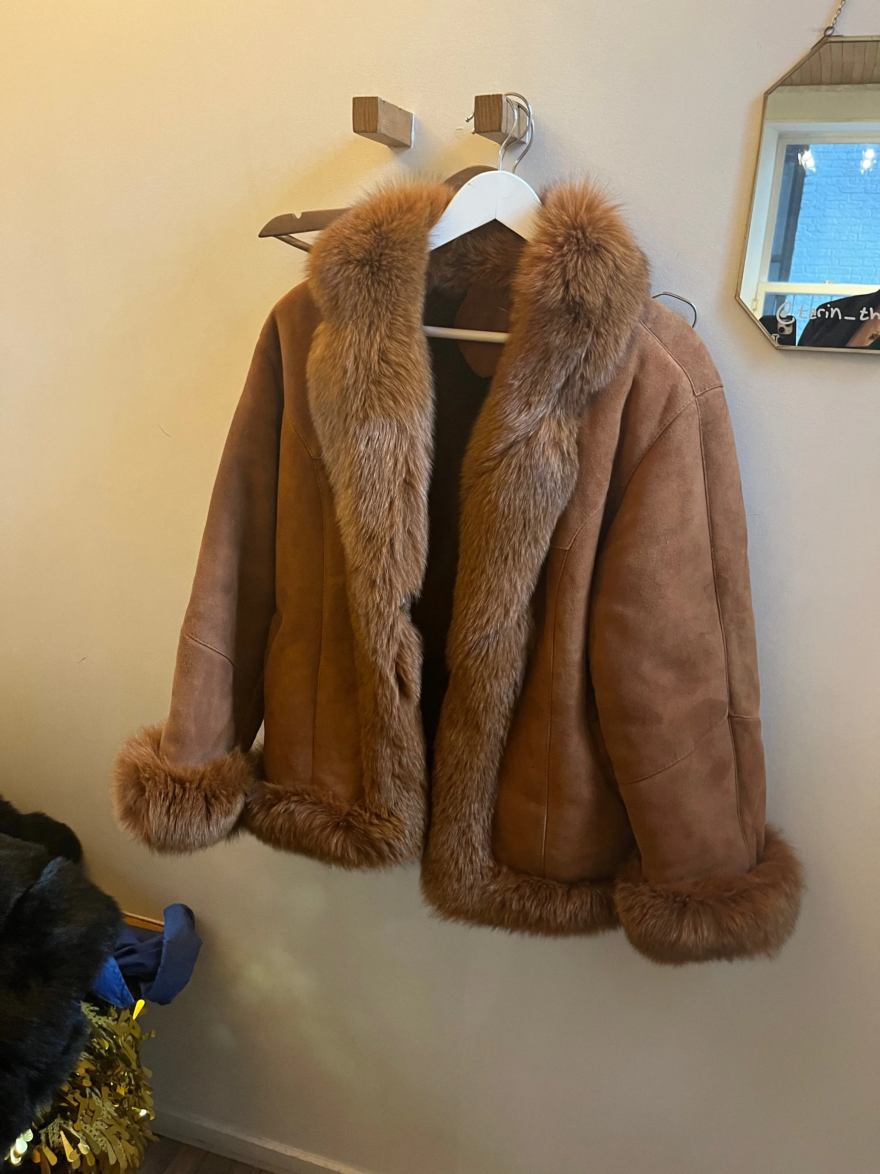 Vintage Suede & Fur Short Brown Coat