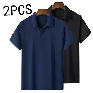 Men’s Ice Silk Polo Shirt, Pack of 2/1, Summer Breathable Quick-Dry Short Sleeve Business Casual Turn-Down Collar T-Shirt