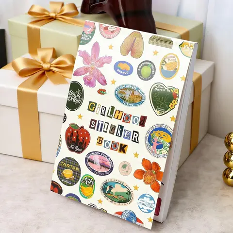 Retro-Style Aesthetic Sticker Book with Casing - 1260+ High-Detail Illustrations, Matte Paper, Nostalgic Vintage Aesthetic, Floral Designs, Dreamy Quotes, Office Stationery, Exquisite Gift for Scrapbooking