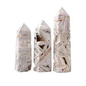 White Agate Crystal Tower – Natural Polished Point for Meditation, Healing, and Energy Cleansing
