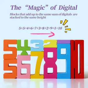 20PCS Wooden Number Building Blocks - Montessori Unisex Math Learning Toys for 3-4 Years, Visual Learning Tools, Parent-Kid Interaction Learning Materials, Gifts for Kids