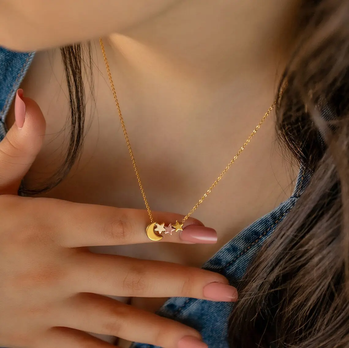 Crescent Moon & Star Necklace – Minimalist Celestial Jewelry Gift