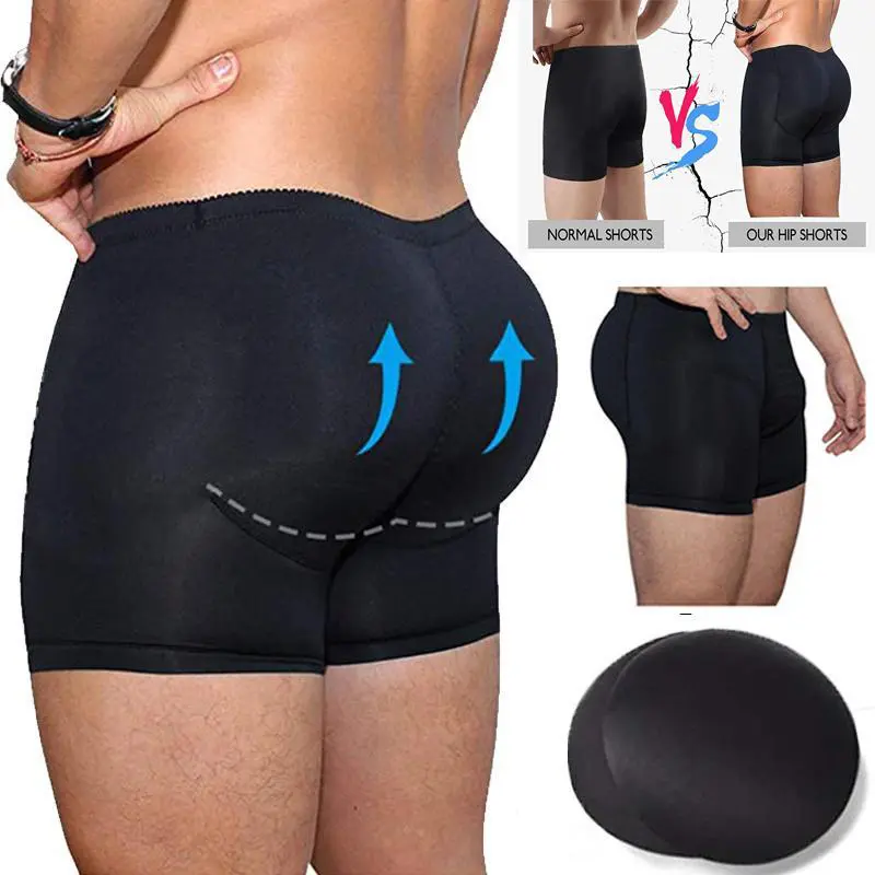 Men's Tummy Control Boxer Briefs, Padded Butt & Hip Lift Polyester Body Shaper Underwear for Workout & Fitness, Fabric