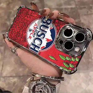 BUSCH LIGHT Beer Lover Luxury Unique Trendy Pattern Aesthetics Electroplated TPU Casing For iphone 16 15 14 13 12 11 X XS PRO PLUS MAX Four Corners Anti-Fall Soft Silicone Gift Shockproof Protection Anti-Drop Protective Protector Phone Cases Shell Cover