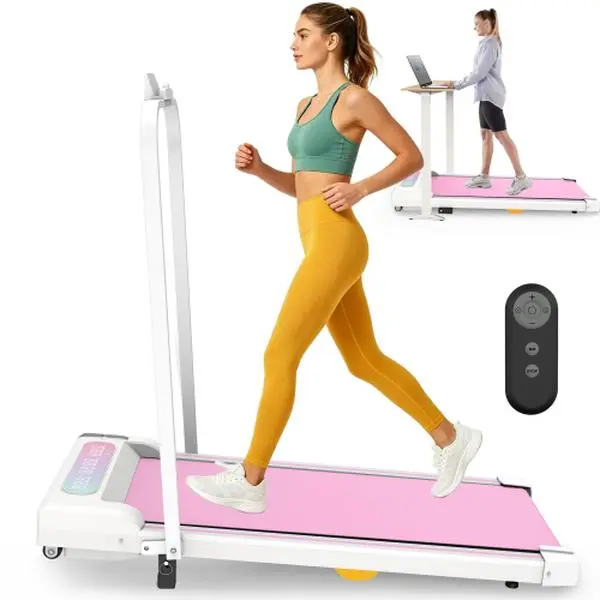 SAVEYOUR 2-in-1 Walking Pad Treadmill, Portable and Foldable for Small Spaces, Silent Motor with 10% Incline, Pink Anti-Slip Belt for Home Office Use, Anti-Slip Surface, Walking Pad Treadmills, Cardio At Home