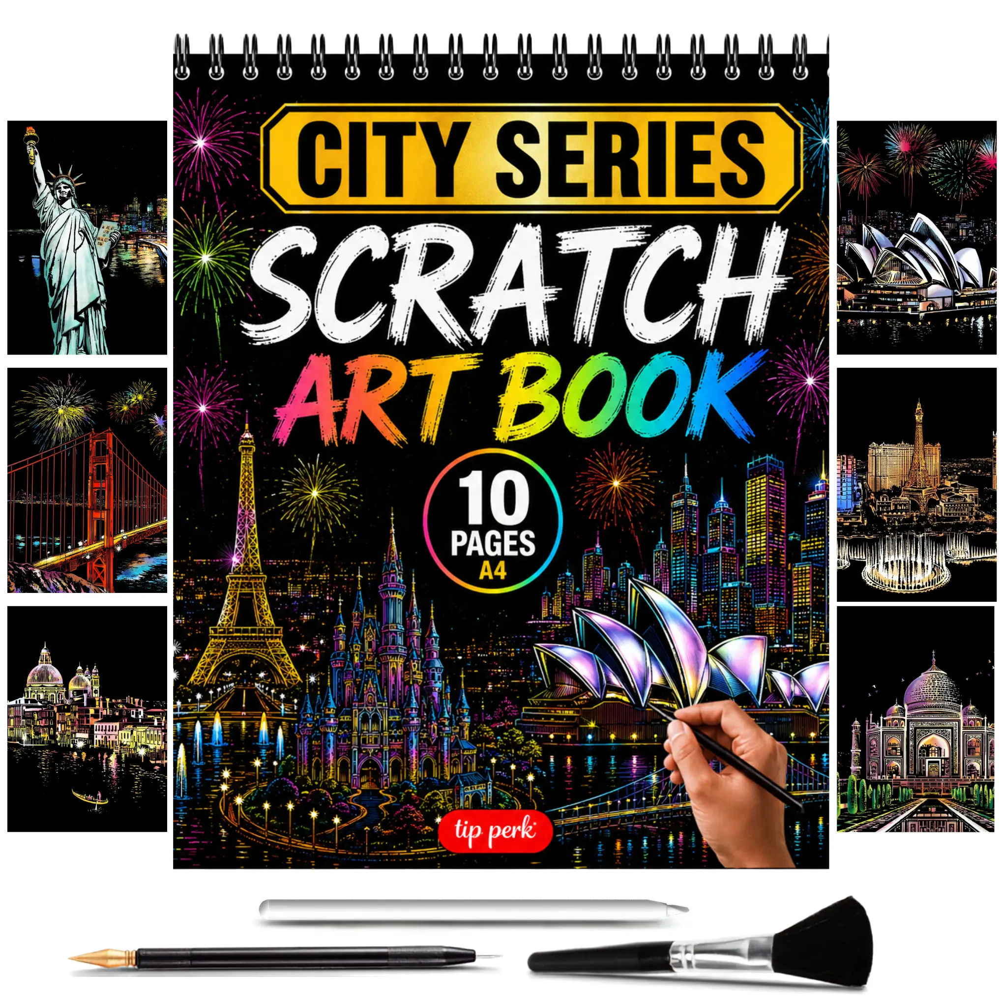 Scratch Art Book For Adults - Colorful City Series Scratch Art For Adults  | Scratch Painting Foil Art For Adults | Scratch And Sketch