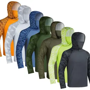 RODEEL 915 Sun Hoodie Shirts w/ Mask Neck Gaiter Men UPF 50+ UV Protection Long Sleeve Lightweight Quick Dry Moisture Wicking Breathable Cooling Athletic Activewear for Outdoor Fishing Boating Hiking Cycling Roofing Construction Tree Service summervibes