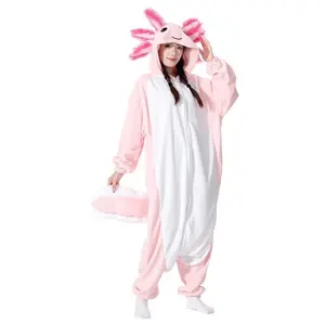 Adult Axolotl Onesie Costume Pajamas Unisex Animal Sleepwear Gifts for Men and Women