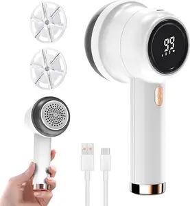 Rechargeable Fabric Shaver With 2 Total 6-Leaf Stainless Steel Blades， Lint Remover with 3-Speed and LED Display - lint shaver & Sweater shaver for Clothes Fuzz，lint ball，pills，bobbles and more.
