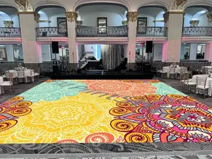 Mandala Sangeet Ceremony Dance Floor Wrap Full-Color Print Removable Gloss Vinyl for Indian Weddings & Sangeet Events