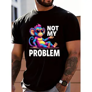 Not My Problem Cool Monkey Graphic T-Shirt, Comfort Cotton Oversized Outfit, Funny Sarcastic Monkey Shirt, Casual Fashion Tee, Perfect Gift for Him/Her, Cute Monkey Lover Top, Great Birthday & Everyday Gift for Friends & Family