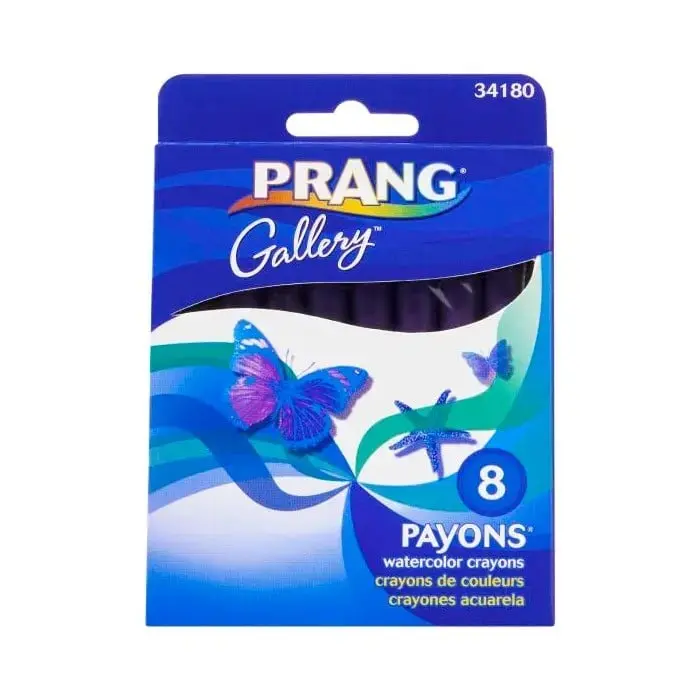 Prang 001308 Non-Toxic Water Soluble Watercolor Crayon Set - 8 Assorted Colors for Children, Kids' Art Projects, Creative Uses & Beautiful Watercolor Effects