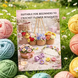 1PC Crochet Flower Bouquets for Beginners: Step-by-Step Patterns to Make Cute Handmade Crochet Flowers, Bouquets, Keychains, Hair Clips & Home Decor Accessories