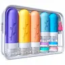 LMMAKE 19-Pack Leak-Proof Refillable Ball-Shape Silicone Travel Toiletry & Perfume Bottles Set, Compact Squeeze Containers with Transparent Plastic Cosmetic Organiser for Thick Liquids, Stackable for Travel, Gym, Camping