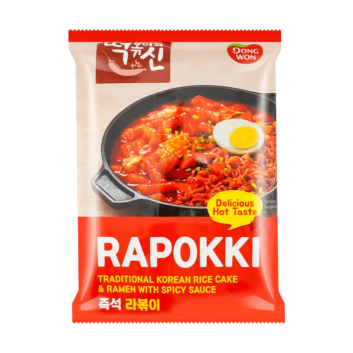 DONGWON Rapokki , Tradition Tteokbokki Korean Rice Cake & Ramen With Spicy Sauce,11.53oz