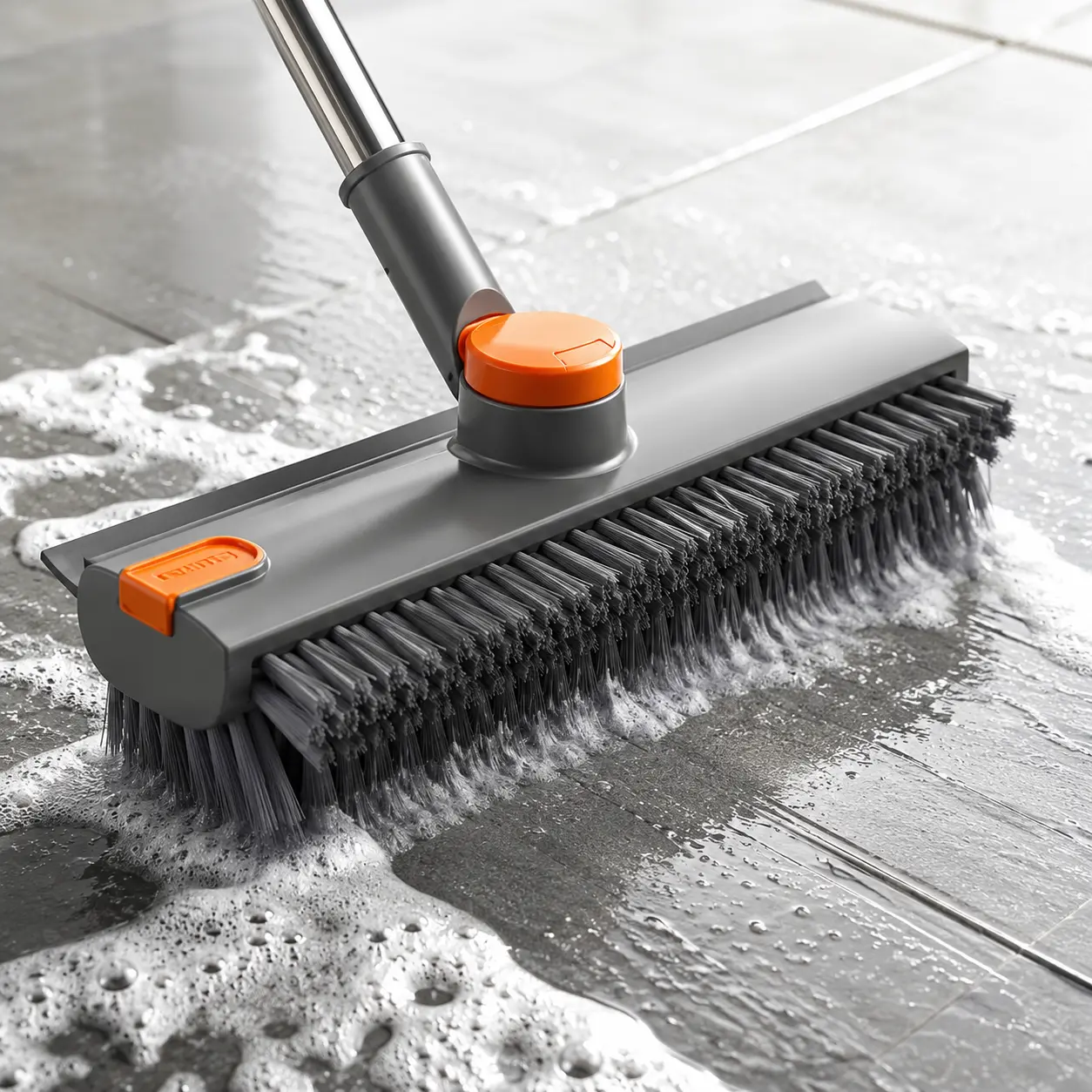 Dual-Sided Floor Cleaning Brush with Water Squeegee, Rotating Head for Grout Lines, Corners, Glass and Tile