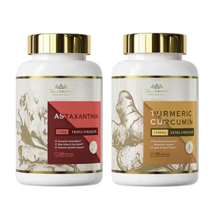 Dr. CROWN Beauty & Longevity Bundle with Premium Astaxanthin 12mg & Turmeric Curcumin Complex for Radiance, Vitality & Youthfulness