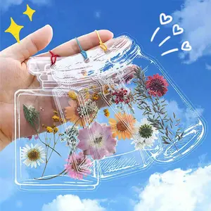 20 PCS Clear Dried Flower Bookmarks, Random Natural Flower Pattern DIY Handmade Bookmark Stickers for Craft & Personalized Decoration[NO DRIED FLOWERS INCLUDED]