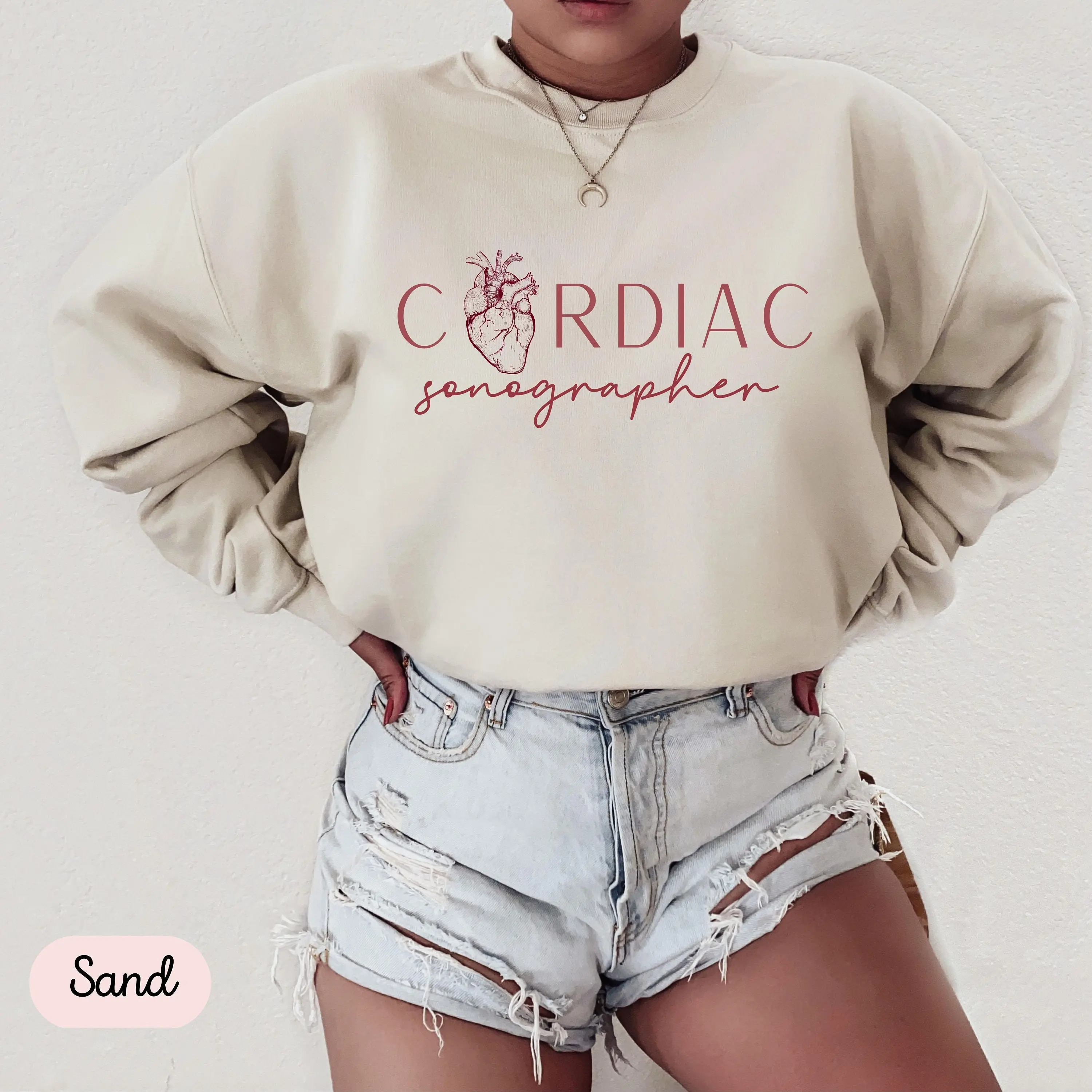 Cardiac Sonographer Cotton Crewneck Gift For Sonographer Ultrasound Tech Graphic T-shirt Gift Ultrasound Technologist Shirt Ultrasound Tech Tee